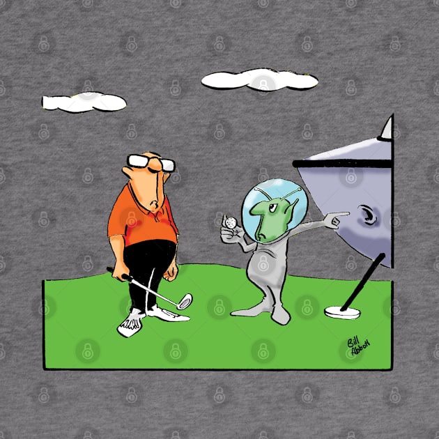 Funny Spectickles Alien Golf Cartoon Humor by abbottcartoons